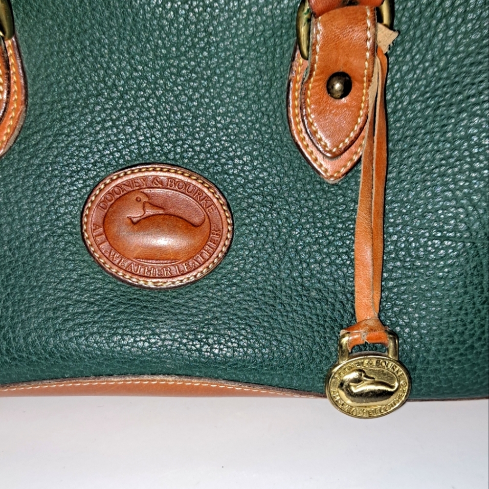 Dooney & Bourke Top Handle Satchel, Vintage, All Weather Leather in Green EUC